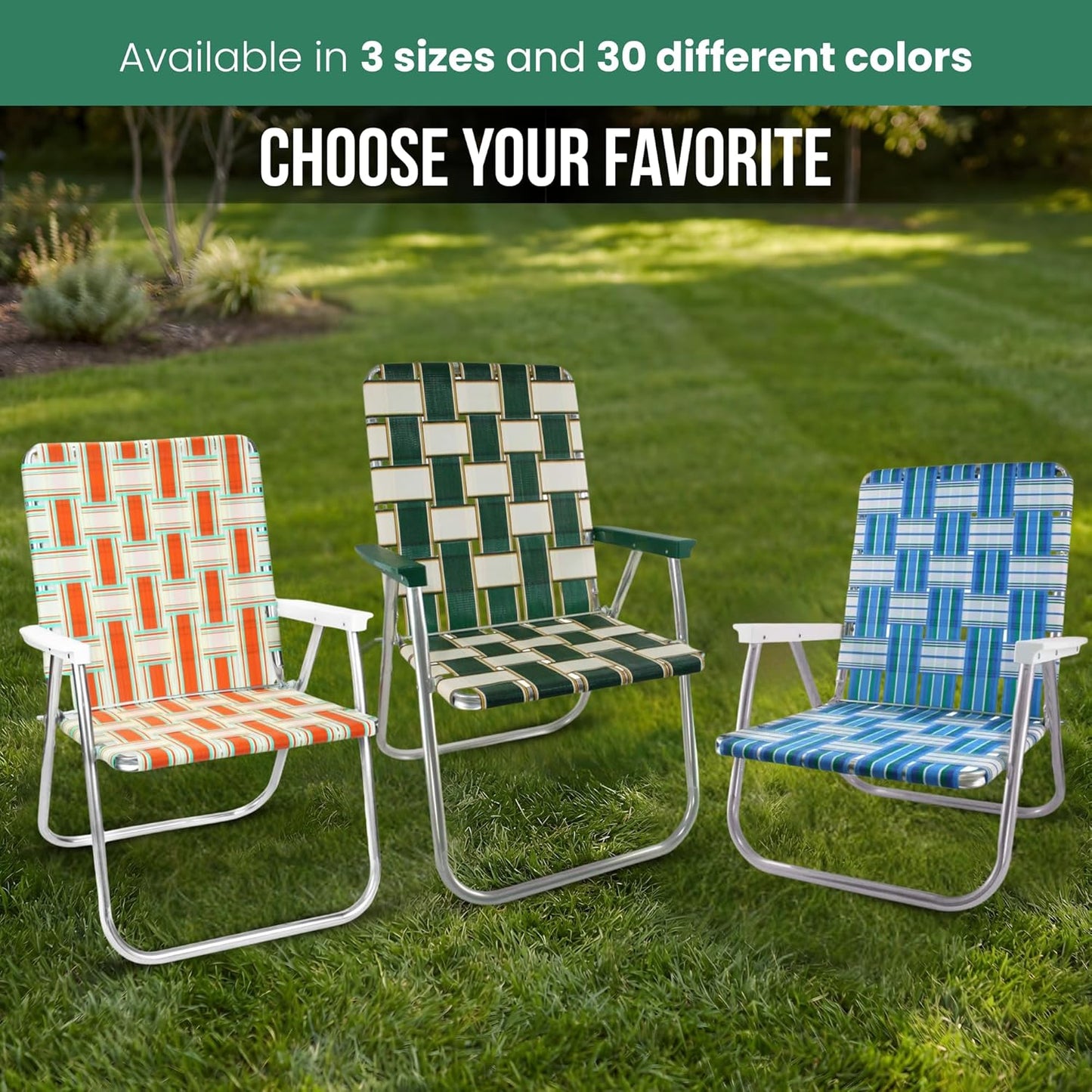Folding Aluminum Outdoor Patio Lawn Chair | Heavy-Duty Webbed Chairs for Camping, Sports, Beach, Yard & Tailgating | Lightweight Portable | Classic - Christmas Theme