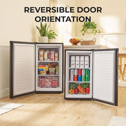 Upright Freezer/Fridge Convertible 3 Cu Ft Energy Star, CUF-301SS | Adjustable Thermostat and Security Lock, Energy Star Rated, Reversible Door, Adds Compact Frozen Storage at Home