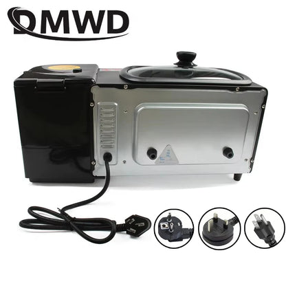 110V/220V 3-In-1 Breakfast Machine Drip American Coffee Maker Cooker Teppanyaki Bread Pizza Oven Egg Omelette Frying Pan Toaster