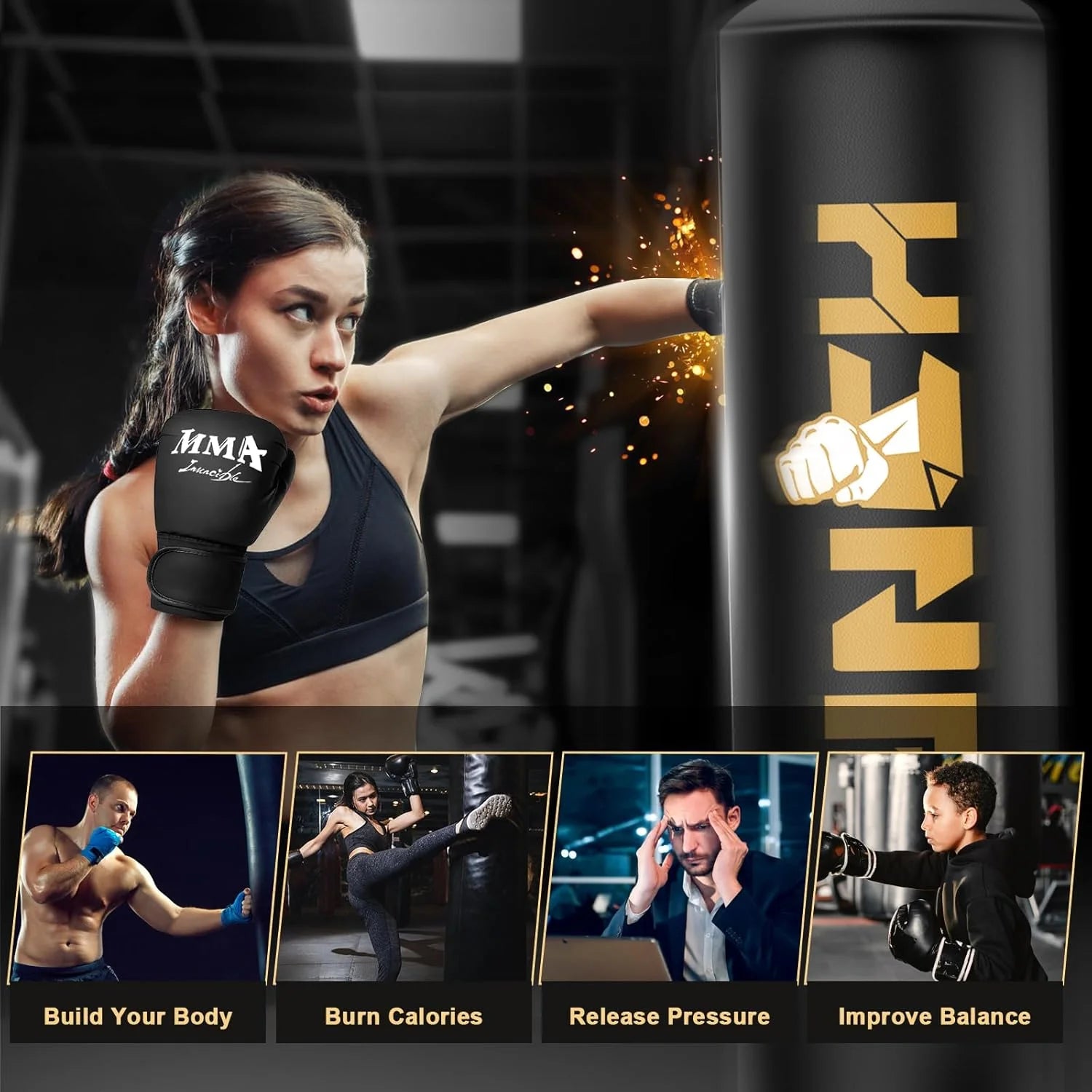 Freestanding Punching Bag | Heavy Boxing Bag with Stand Kickboxing Bag Heavy Boxing Base for Training