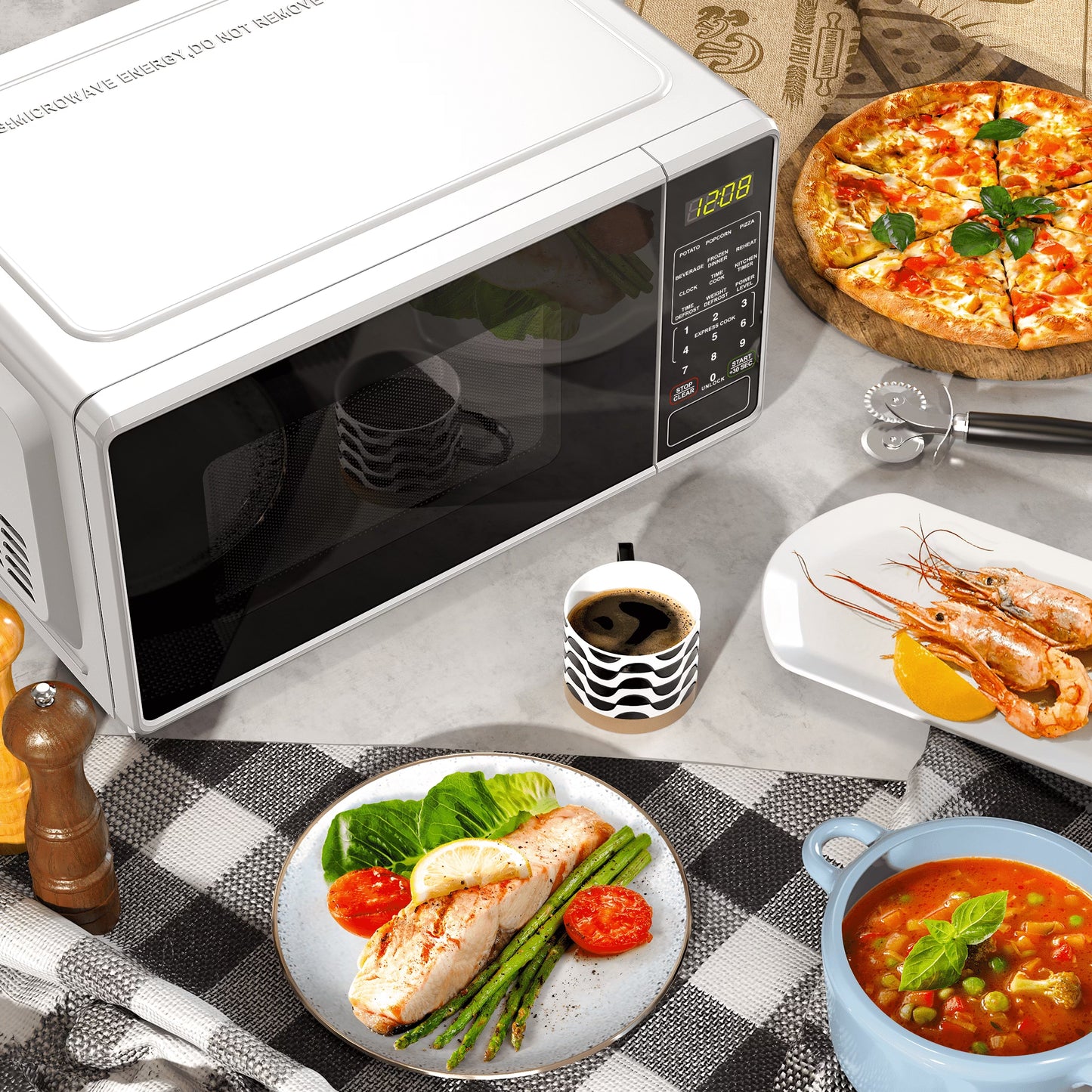 0.7 Cu Ft Countertop Microwave Oven, 700 Watts, White
