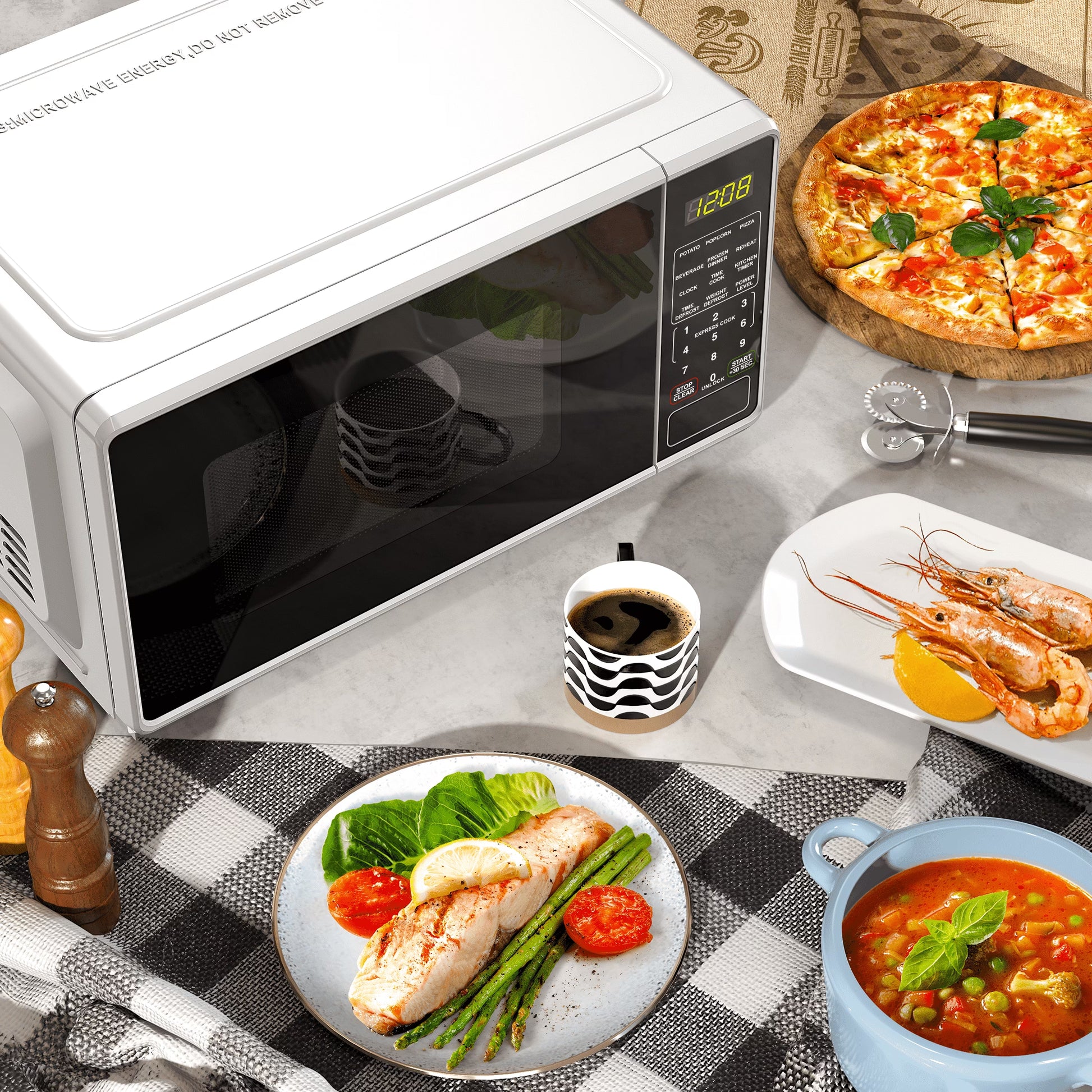 0.7 Cu Ft Countertop Microwave Oven, 700 Watts, White