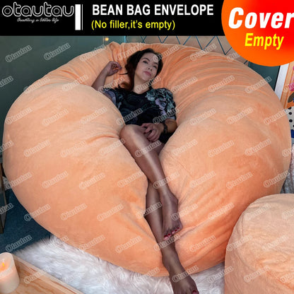 5/6/7Ft round Giant Fur Sofa Sac Cover Bean Bag Bed Pouf Fluffy Comfy Beanbag Couch Futon Movie Recliner DD1TM9T