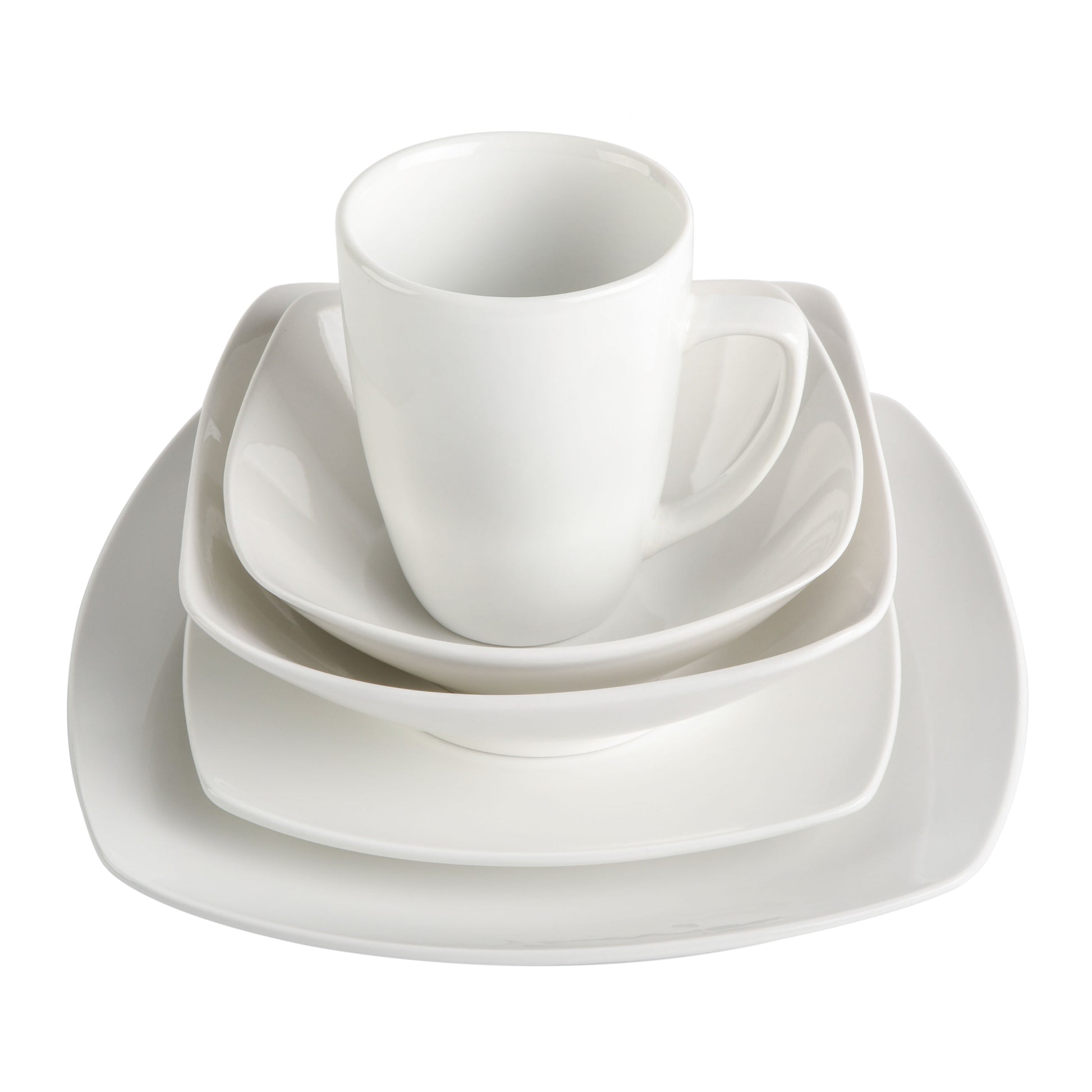 Everyday Square White Stoneware Dinnerware Set, 40-Piece