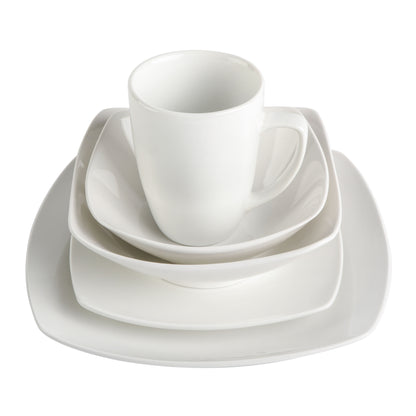 Everyday Square White Stoneware Dinnerware Set, 40-Piece