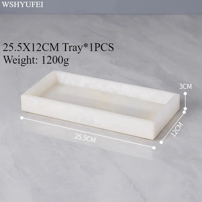 Light Luxury White Jade Stone Home Bathroom Wash Suit Bathroom Supplies Brush Tooth Cup Soap Bottle Soap Dish Toothbrush Holder