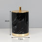 European Ceramic Bathroom Set Five Piece Set Marble Texture Washbasin Soap Bottle Golden Stroke Modern Home Bathrooms Decoration