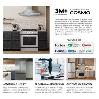 48 In. Vista Collection 6.6 Cu. Ft. Double Oven Gas Range, 8-Burners, LED Panel, Cast Iron Grates, Stainless Steel