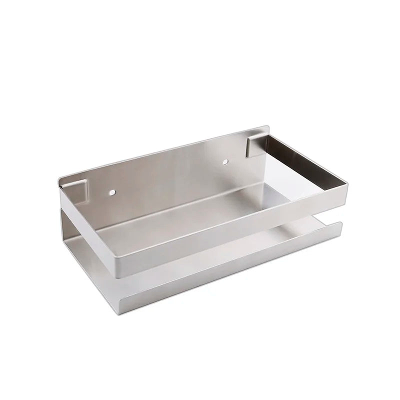 Stainless Steel Bathroom Shelf Black Shower Shampoo Storage Rack Adhesive Suqare Kitchen Bathroom Shlef 20Cm 30Cm 40Cm 50Cm