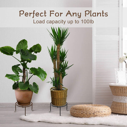 3 Pack Potted Plant Stand | Rustproof round Flowerpot Plant Holder Container Durable Metal Garden Plant Support for Indoor Outdoor, Black