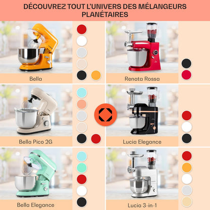 Bella Elegance Electric Stand Mixer, Grinder, Meat Mixer, Food Mixer, Dough Blender, Beater, 1.3-Gallon Stainless Steel Bowl, Easy Cleaning, 650W, 6 Speed Levels