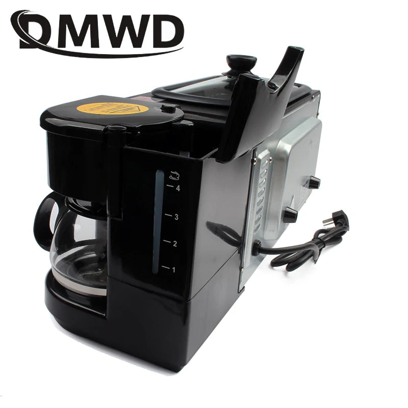 110V/220V 3-In-1 Breakfast Machine Drip American Coffee Maker Cooker Teppanyaki Bread Pizza Oven Egg Omelette Frying Pan Toaster