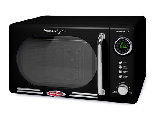 0.7 Cu Ft Retro Microwave Oven, 700W Countertop Microwave Oven with LED Display, Black