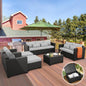 Patio Furniture Sets 7 Pieces Outdoor Furniture Sectional Patio Couches Set with Storage Table Light Grey Cushions