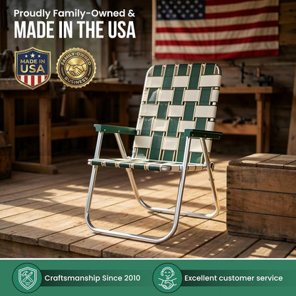Folding Aluminum Outdoor Patio Lawn Chair | Heavy-Duty Webbed Chairs for Camping, Sports, Beach, Yard & Tailgating | Lightweight Portable | Classic - Christmas Theme