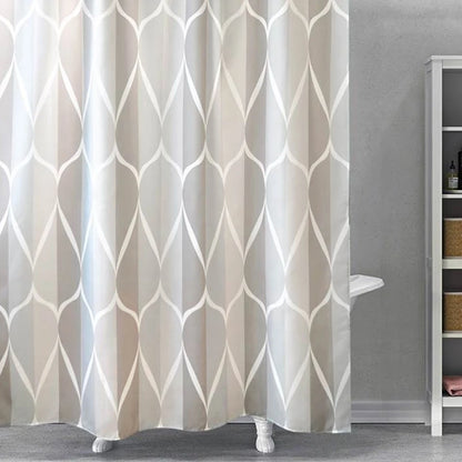Waterproof Shower Curtain with 12 Hooks Geometric Printed Bath Curtains Water Drop Pattern Polyester Cloth Bathroom Accessories