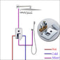 Wall Mount Rainfall Shower Faucet Set Chrome Concealed Bathroom Faucets System 16'' Head with Swivel Tub Spout Mixer Tap