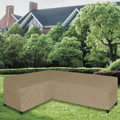 600D Patio L-Shaped Sectional Sofa Cover, 83"X104",Left Facing | Waterproof Outdoor Sectional Cover Heavy Duty Patio Garden Furniture Cover with Air Vent, Camel