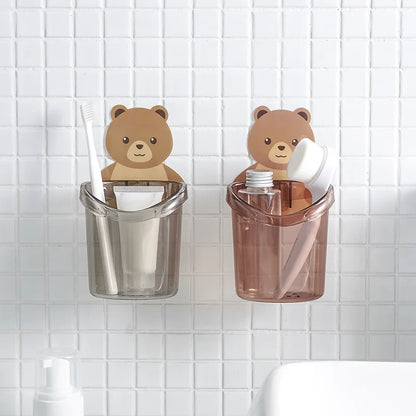 Bathroom Accessories Set Toothbrush Holder Toothpaste Storage Rack Wall Mount Toothbrush Cup Rack Toothbrush Stand for Child