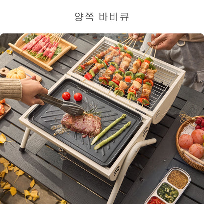 Outdoor Multifunctional Portable Barbeque Stove Camping BBQ Charcoal Grill with Dual Side Camping Supplies