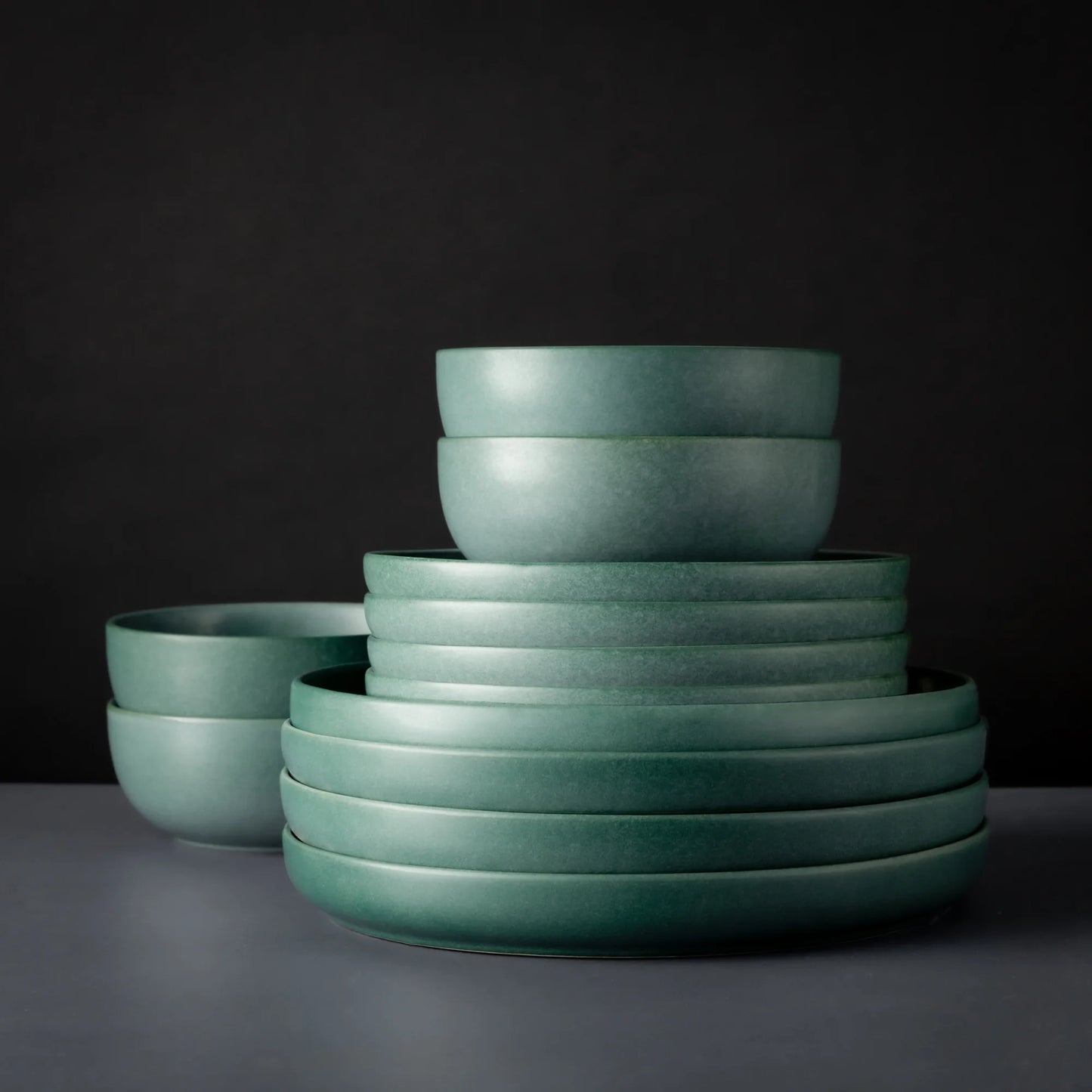 Thyme & Table 12-Piece Stoneware Dinnerware Set, Caspian Green